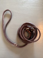 Leather Slip Lead Small Dog Leash 69  x .75  Brown Adjustable Walking Show