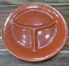 Vintage 1930’s Bauer Pottery Grill Plate Rust Orange 10.25” Divided