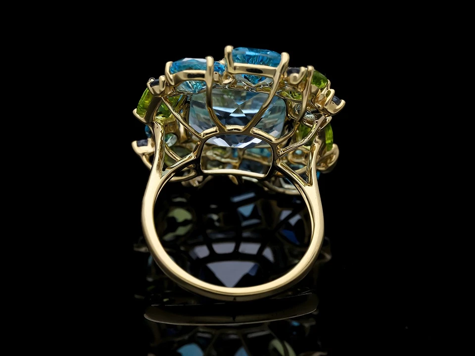 Top Preis Ring 21,96 ct. Diamanten Farbedelsteine 750 Gold Wert: 8.900,- EUR neu - Bild 4 von 4