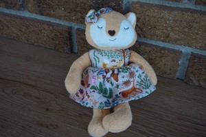 BABY Plush APPLE PARK Stuffed Animal Fox Girl Doll Woodland Dress Lovey Toy 9-10