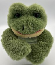 VTG Russ Berrie Plush Green Frog Fribbit Croaking Sounds Frog Stuffed Animal 16"