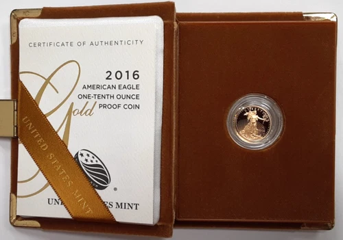 2016-W 1/10 Oz American Gold Eagle Proof $5 Coin In OGP