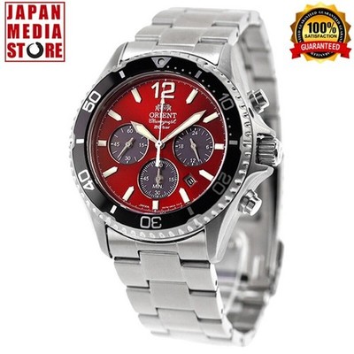 Orient Mako RN-TX0207R Panda Sport rotes Zifferblatt Solar Analog...