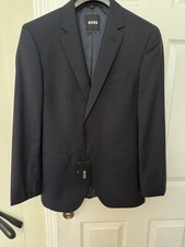 795 Hugo Boss Men s H-Huge 224 Slim Fit Virgin Wool Suit Jacket Dark Grey 40