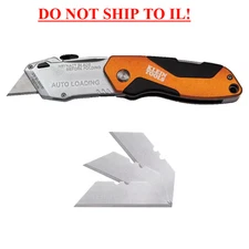 Klein Tools Auto-Loading Folding Retractable Utility Knife Free Shipping