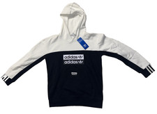 NWT Kids adidas original Linear Pullover Hoodie Size Medium Black White