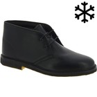 Desert boots femme en cuir noir avec doublure d'hiver doublure Peau d'agneau