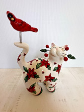 Amy Lacombe WhimsiClay Cat Figurine 2006 14610 Cardinal Poinsettia Christ