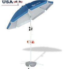 Adjustable Portable Patio Sun Umbrella W/ Water Bag UV Protection Cup Holders US