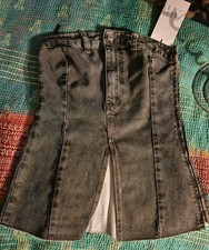 ZARA Small Sleeveless Tank Black Jean Full Side Zip Elastic Stretch Corset Style