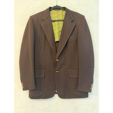 Vintage Michaels-Stern Mens Brown Textured Blazer Sport Coat Patch Pockets 44R