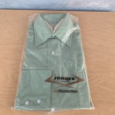 VTG Manhattan Custom Limited Button Up Dress Shirt Men's 15 Perm Press Green