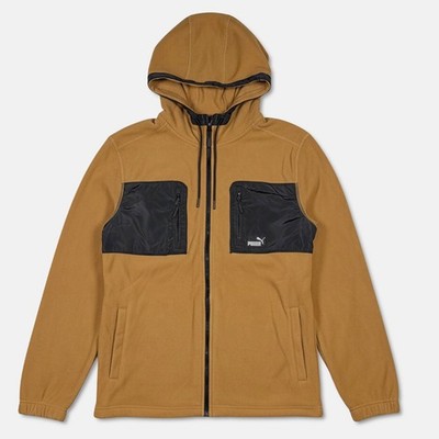 Puma Polar Fleece Hooded Jacket - NWT Mens Large Bone Brown - #48734-CL2