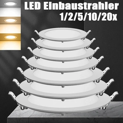 LED Einbauleuchte Flach Einbaustrahler Panel Deckenleuchte Einbau Spot 230V Rund - Bild 1 von 4
