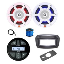 JBL PRV90 Marine Gauge BT Radio w/Spa Bezel, 2x 8" LED White Speaker, Wire, ANT