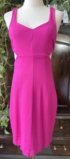 Sz 6 Express Double Lined Cut Out Waist Club Mini Dress Bright Neon Pink Tank