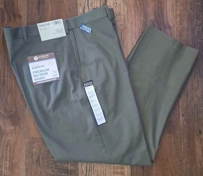 NWT HAGGAR MENS SLACKS CLASSIC FIT STRETCH FABRIC TOAST PANTS SZ 40X30 FREE SHIP