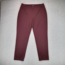 Eileen Fisher Tapered Leg Pants Women Large Burgundy Tencel Stretch F22