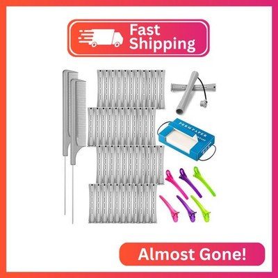 WILLBOND Hair Styling Kit: 48 Hair Perm Rods Plastic Cold Wave Rods, 2 Steel Pin