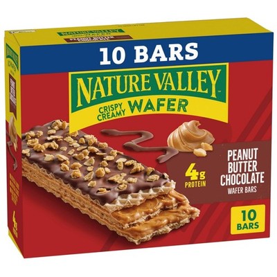 Delicious 10-Pack Peanut Butter Chocolate Wafer Bars | 4g Protein, High Fiber