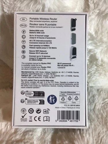 Ryoko Pro Portable 4G LTE WiFi Router Hotspot 150Mbps 10 Devices NEW SEALED image 3