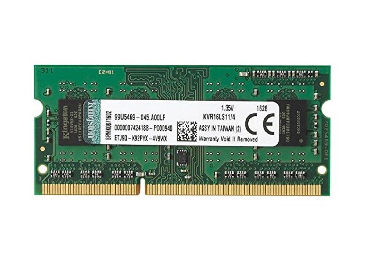 Kingston KVR16LS11/4 4GB DDR3 1600MHz PC3L-12800 SODIMM Memory RAM