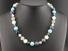 GJ69 * DAMEN HALSKETTE COLLIER  MULTI STEIN BUNT OBSIDIAN ACHAT JADE BUNT