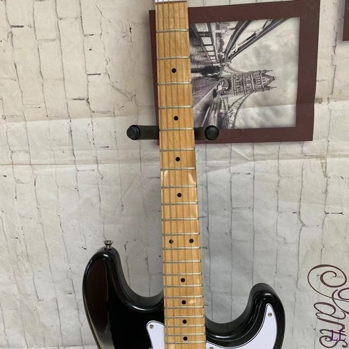 US Black Electric Guita Solid ST Chrome Hardware Tremolo white guard Hot Sale - Picture 8 of 12