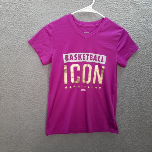 Reebok Shirt Girls Youth Large Purple V Neck Basketball Sports Gym Athleisure - Picture 7 of 9