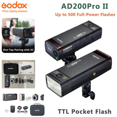 US Godox AD200Pro II AD200ProII 2.4G TTL HSS Camera Pocket Flash Light Speedlite