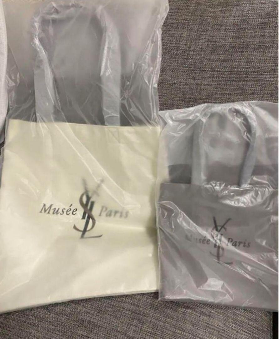Borsa tote Yves Saint Laurent set 2 taglie tela grigio avorio finta pelle 2023 nuova