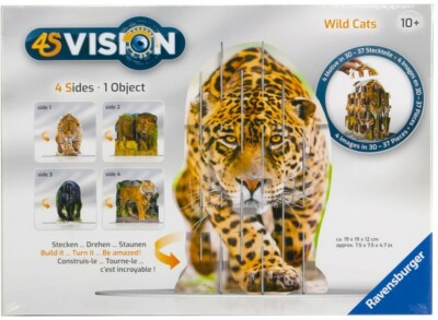 Ravensburger 4 Seiten in 3D Vision Puzzle Wild Cats 19 cm x 19 x 12 cm NEU