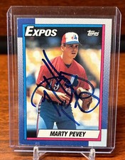 1990 Topps - #137 Marty Pevey (RC) On Card Autographed