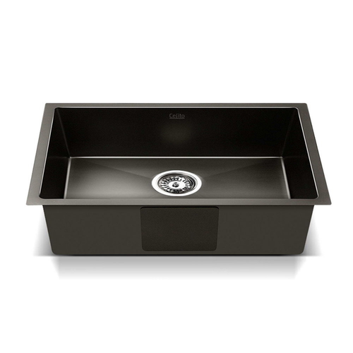 Cefito 450x300mm Stainless Steel Sink Single Wash Basin Bowl Utility Mount Black - Picture 8 of 13