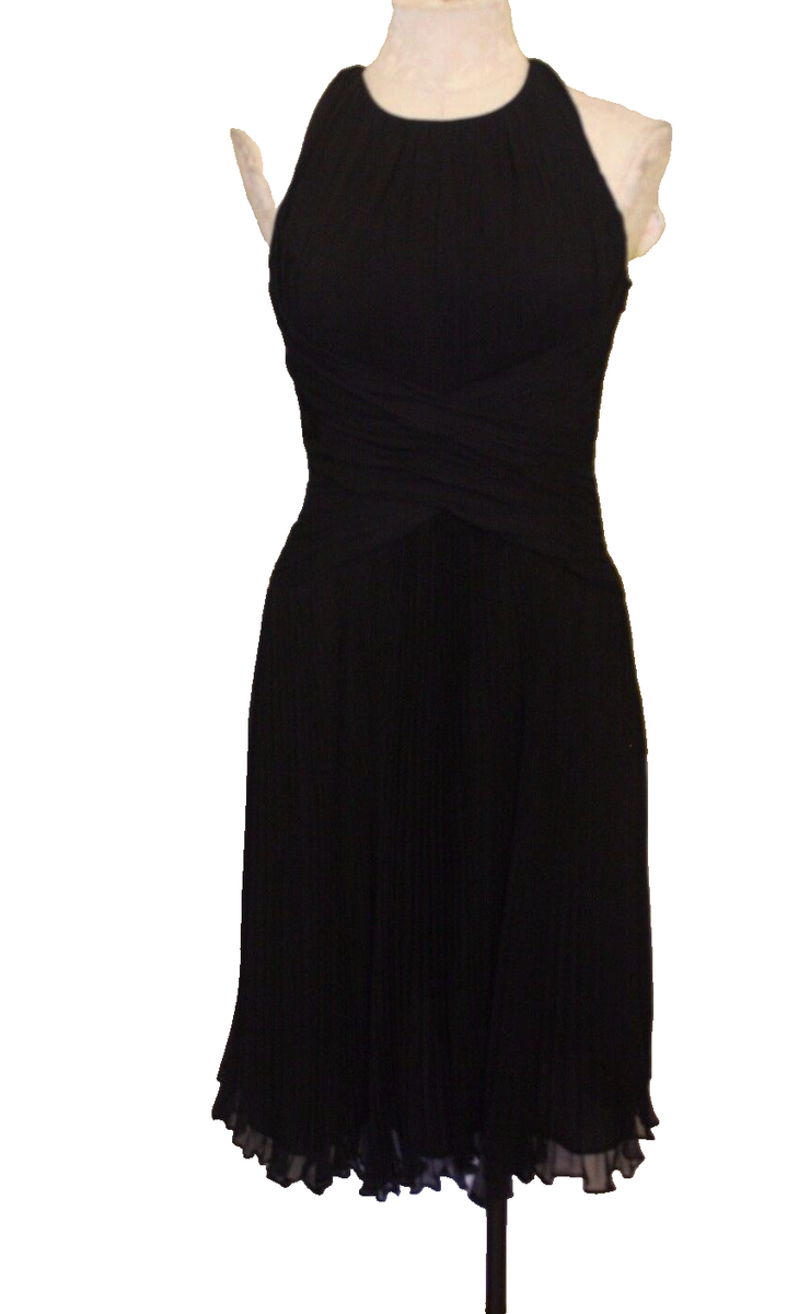 Anne Klein Dress Black 4 SILK Cross Back Party Wedding Holiday New Year NWT $184