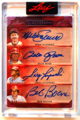 TCS 2314 Leaf Quadography 5/6 Mike Schmidt,Pete Rose,Greg Luzinski,Bob Boone