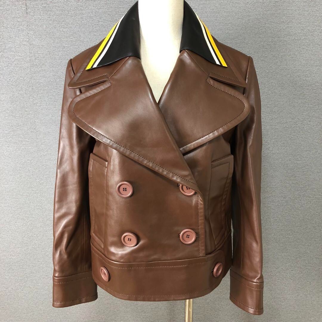 Miu Miu SS16 Runway Brown Leather Jacket - Double Breasted