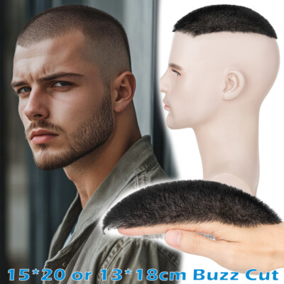 Thin Skin PU Buzz Cut Mens Toupee Virgin Human Hair
