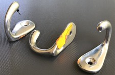 3 Handtuch-Haken - silbern, Metall, Haken, Bad, Handtuch, Aluminium, Vintage