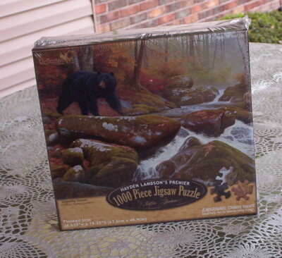SEALED ''STEPPING STONES'' BEAR/RIVER 1000 PIECE PUZZLE-HAYDEN LAMBSON-PREMIER