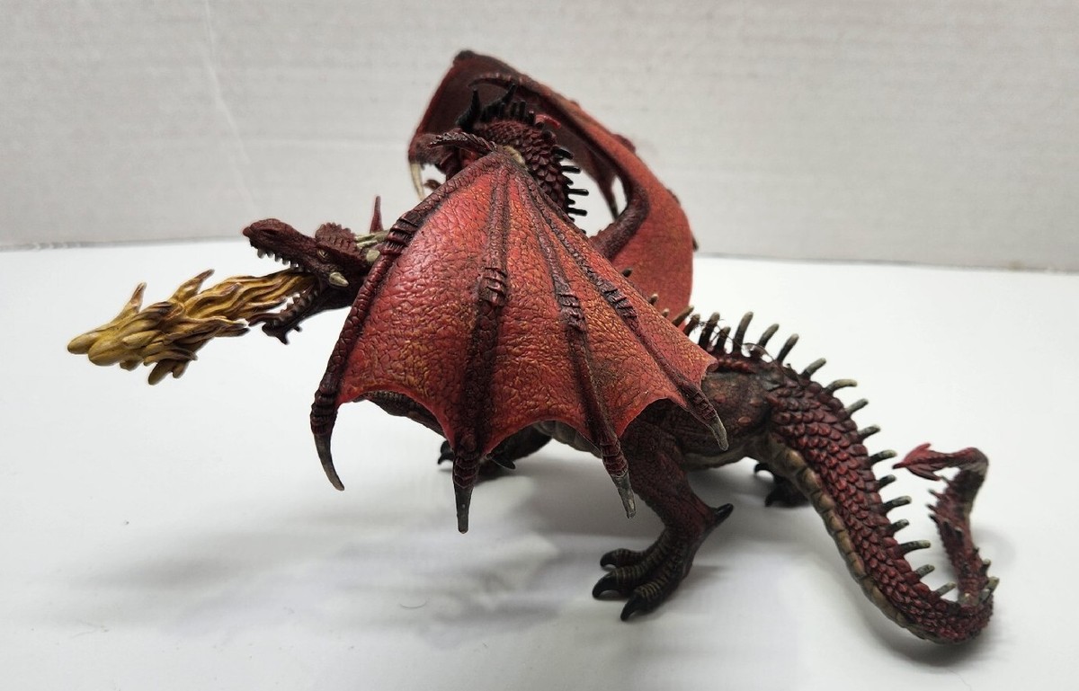 Papo-Lot De 2 Figurines - Collection Médieval - Fantastique - Dragon Des Ténèbres Chevalier Triple Hache - 10