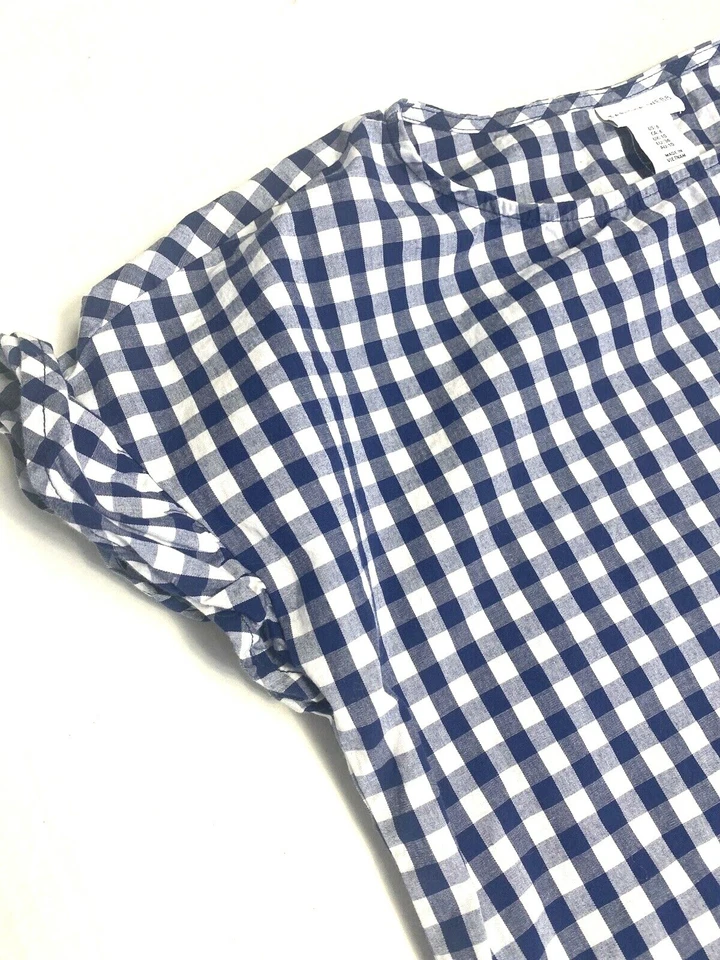 Vestido Tabitha Webb Para Mujer 6 Pequeño Guinga Cambio Mini Corto Azul Blanco Volantes Foto 3 de 4