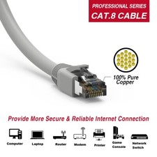 15'Ft Cat8 RJ45 Network LAN Ethernet S/FTP SSTP Patch Cable Copper 2GHz 40Gb