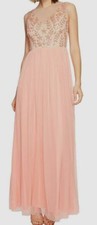 $329 Adrianna Papell Women's Pink Beaded Illusion Sheer A-Line Dress Size 8