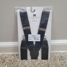 Sealed Michael Strahan Collection Suspenders Solid Black New