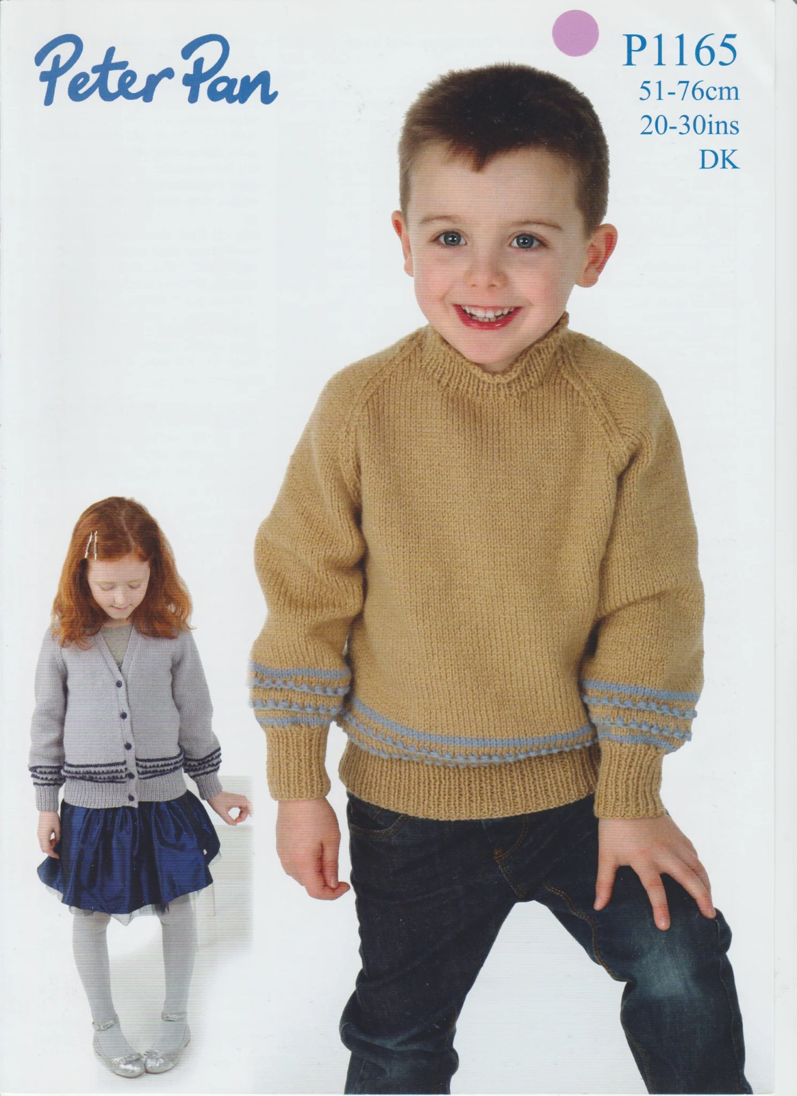 P1165 Peter Pan Knitting Pattern Original Paper Leaflet DK Sweater & Cardigan