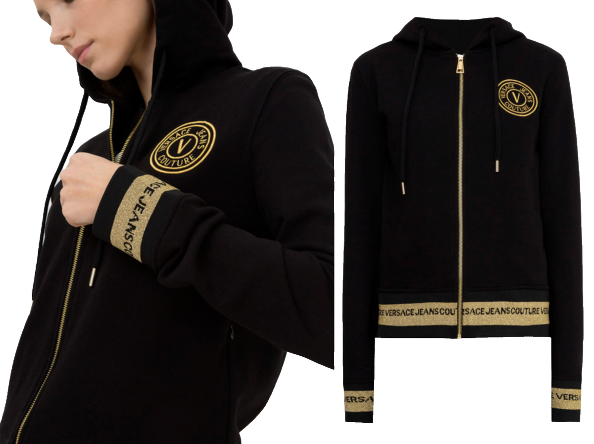 パーカー・フーディ VERSACE JEANS SS25 (78GAI3Z1 FS189G89) Versace Jeans Couture Sweat Jacket V-Emblem Hooded Jacket