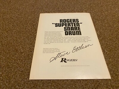 JBF44 WERBUNG 11X16 ROGERS SUPERTEN SNARE DRUMS - STEVE ETTLESEN