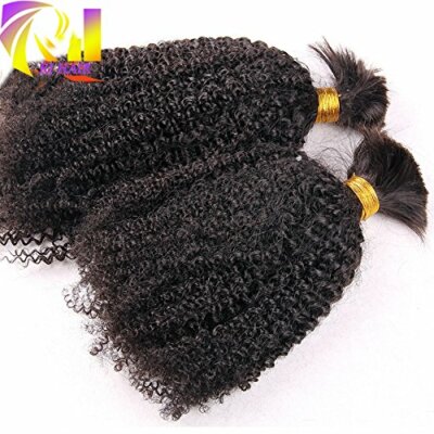 Afro Kinky Curly Human Hair Bulk For Braiding Bulk Hair Extension 1Piece/Order