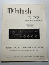 McIntosh C27 C-27 Preamplifier Preamp Service Information Original Manual BV1001
